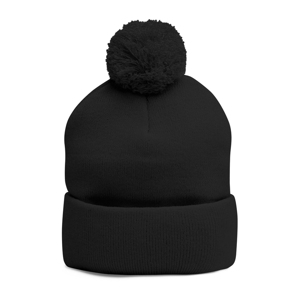 Embroidered Pom-Pom Knit Cap — 'Cupid' Orange Logo Beanie