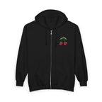 XOXO Script Zip Hoodie – Black Full‑Zip Sweatshirt with Bold Back Graphic